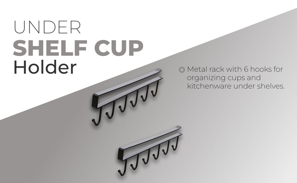 Under-Shelf 6-Hook Mug & Cup Holder Rack (pack of 2)– Space-Saving Kitchen Cabinet Organizer,f