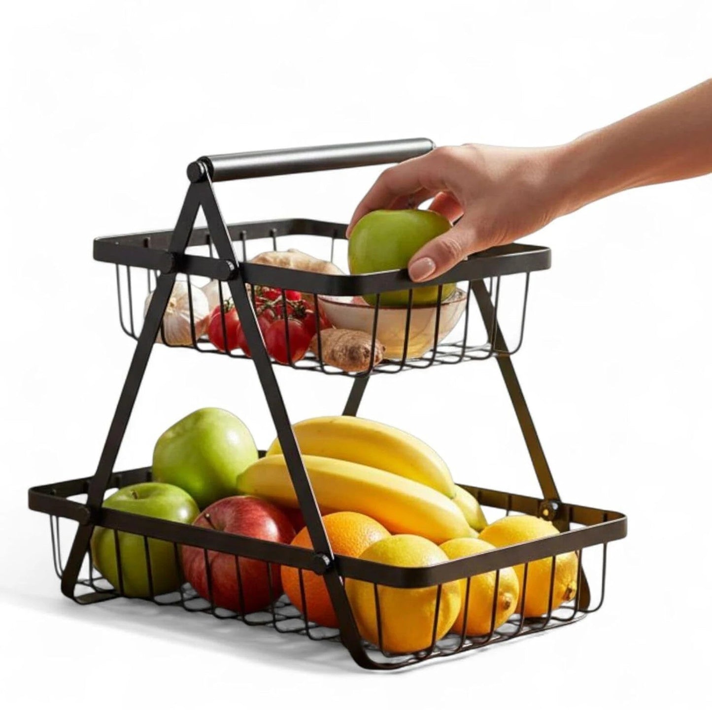 Multi-Purpose 2-Tier Storage Basket | Fruit, Vegetable & Snack Organizer: f