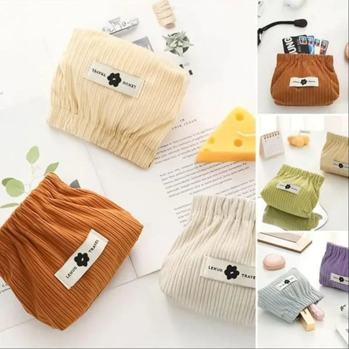 Stylish Corduroy Elastic Mini Organizer Pouch – Compact & Versatile Storage Solution -Pack of 3 .g