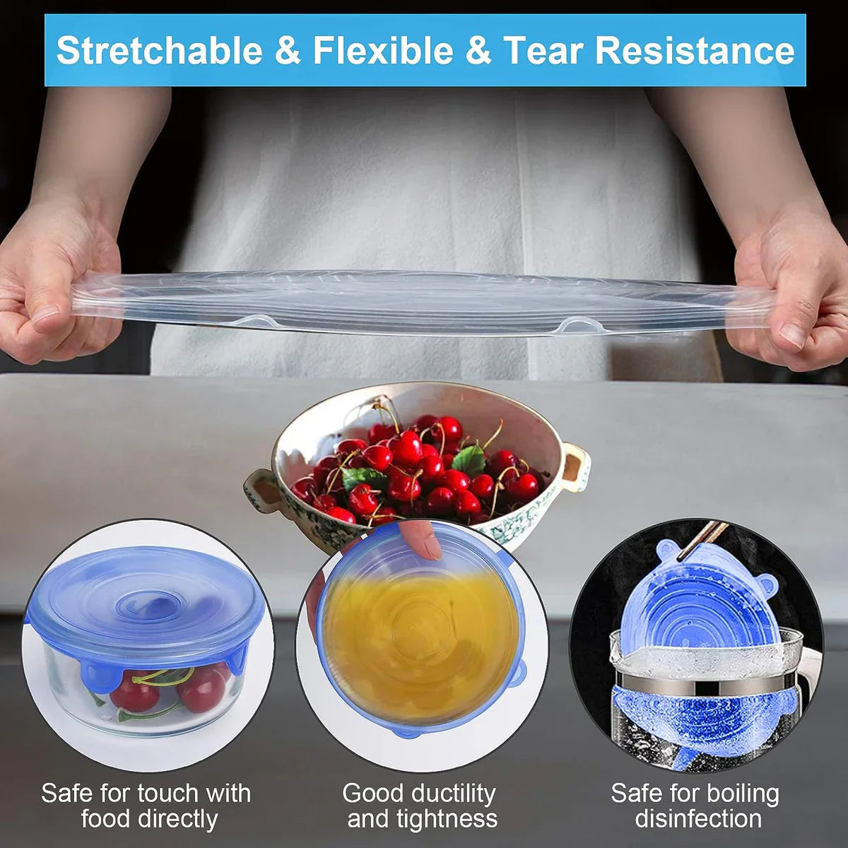 Multipurpose Silicone Lid - Reusable & Microwave Safe(pack of 6 lids) 🔥