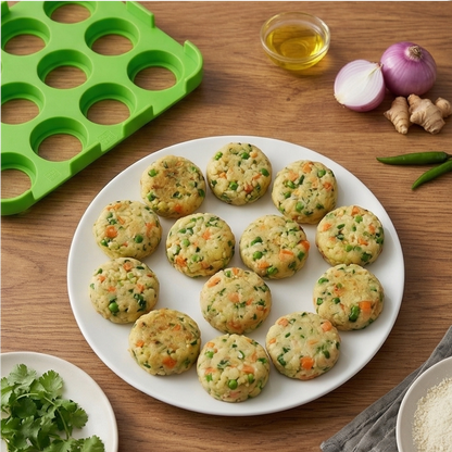12 Slot Cutlet & Tikki Maker – Easy Burger Patty Press for Perfect Shapes; f