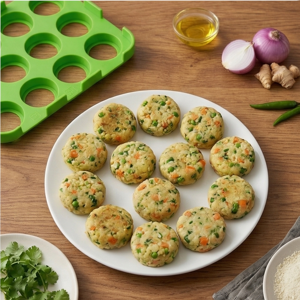 12 Slot Cutlet & Tikki Maker – Easy Burger Patty Press for Perfect Shapes; g