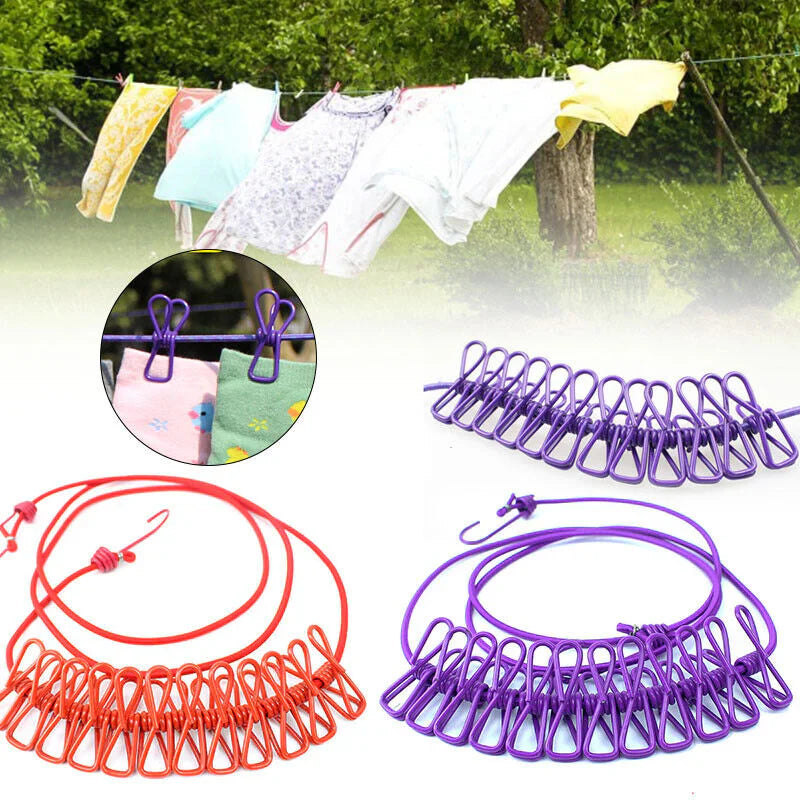 Drying Rope (Buy 1 Get Free) -with attached hooks & 12 clips